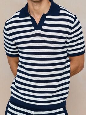 Raith Lattolo Striped Knit Polo Shirt sz med